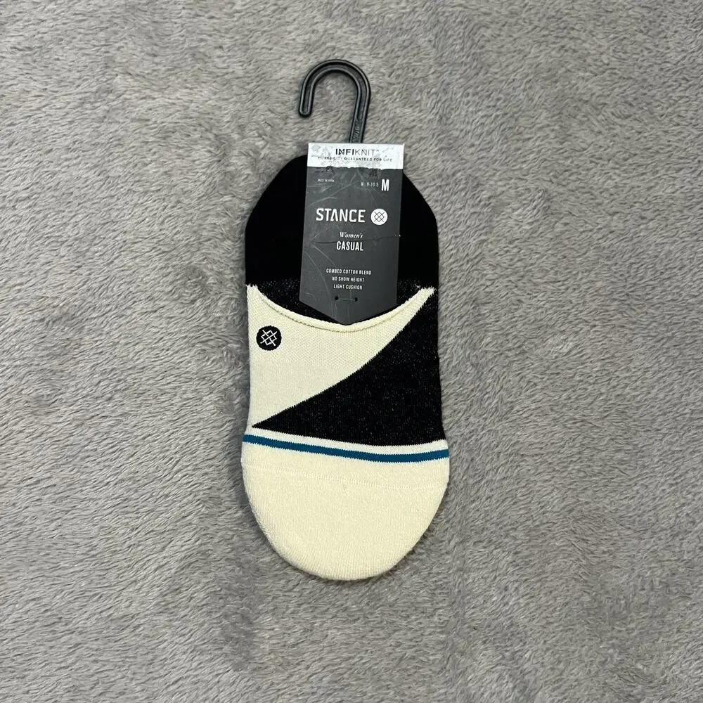 Stance Socks Womens Medium Black Cream Equilibrium No Show Casual Infiknit